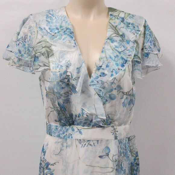 ALEX MARIE Lillian Floral Print Maxi Gown Dress Womens 6 Cap‎ Flutter Sleeve NWT - Picture 2 of 15